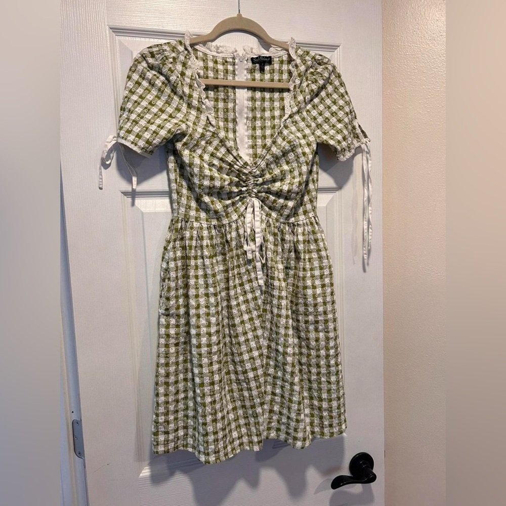 Olive Checkered Mini Dress